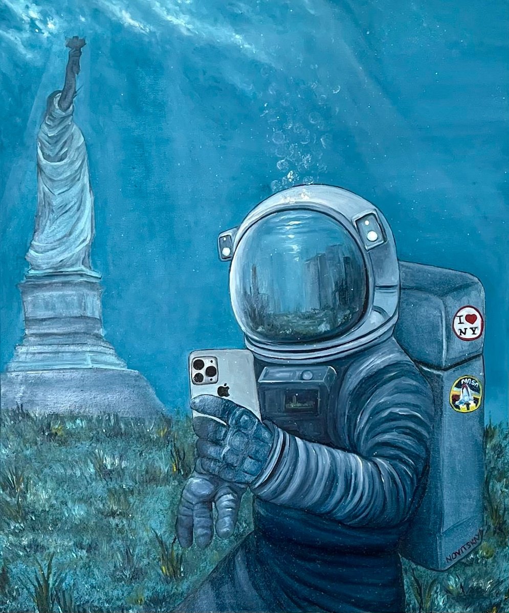 Expressive Portrait Oil Painting By Anastasiia Novitskaya, 24 X 29, New Atlantis, Original Artwork