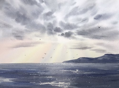 Seagulls over the sea #2 by Eugenia Gorbacheva