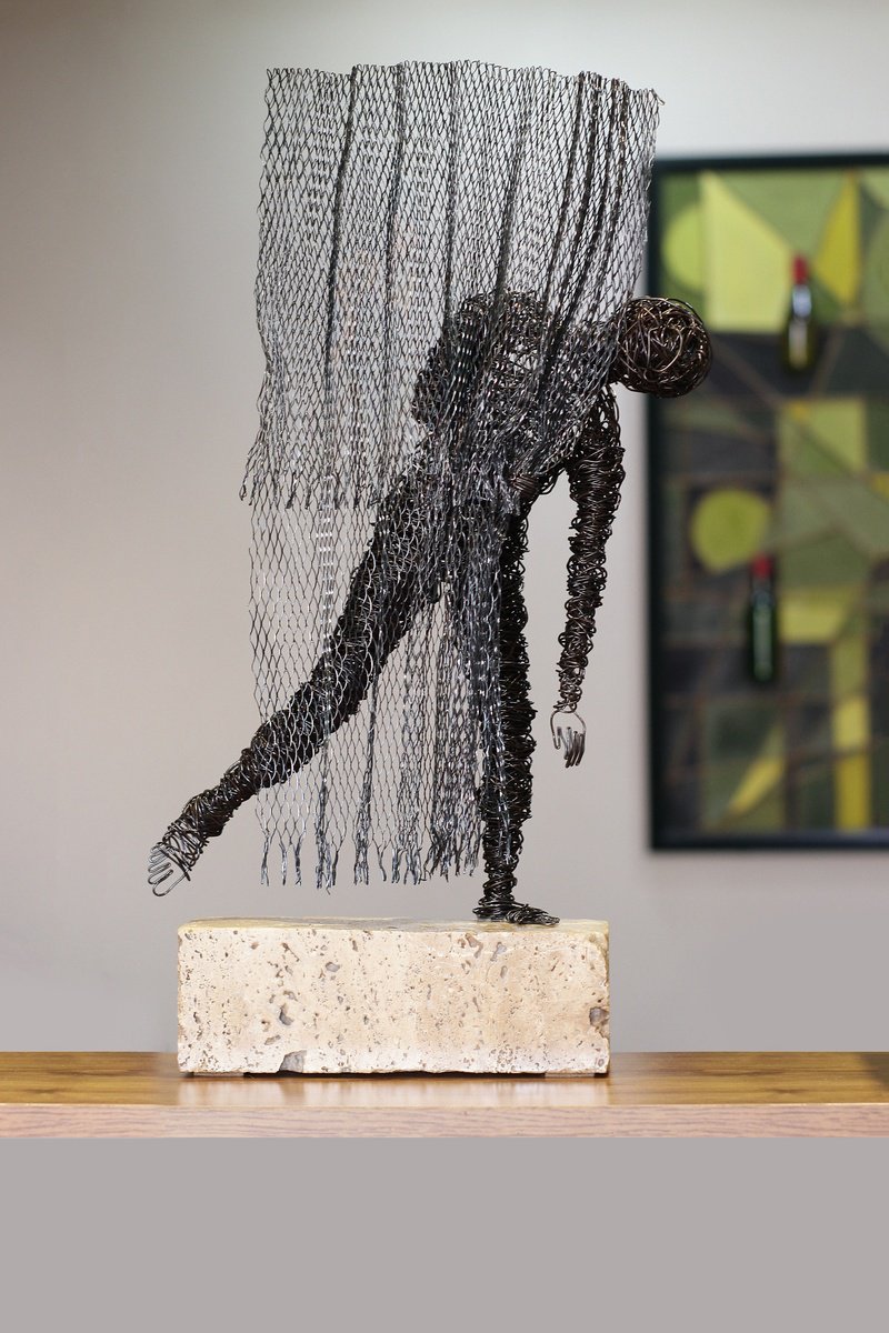 Abstract Portrait Sculpture By Karen Axikyan, 10 X 21", Behind The Scenes, Original Artwork