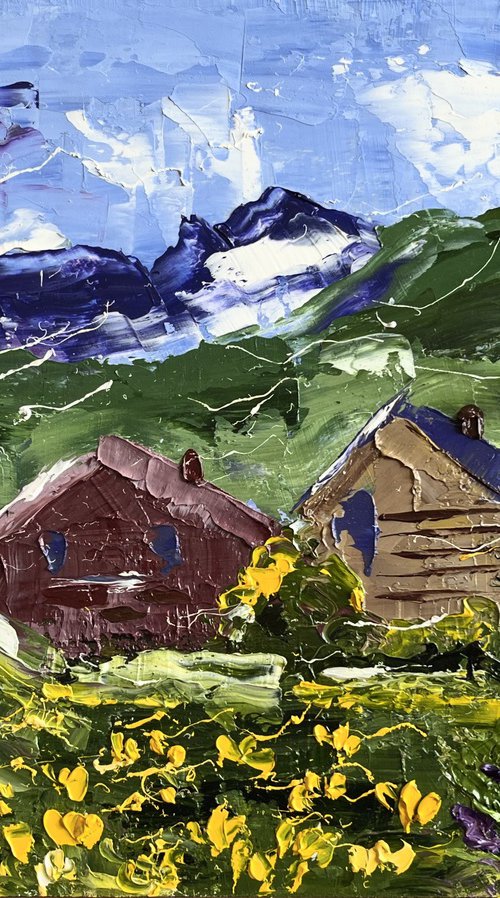Alps Mountains chalet by Halyna Kirichenko