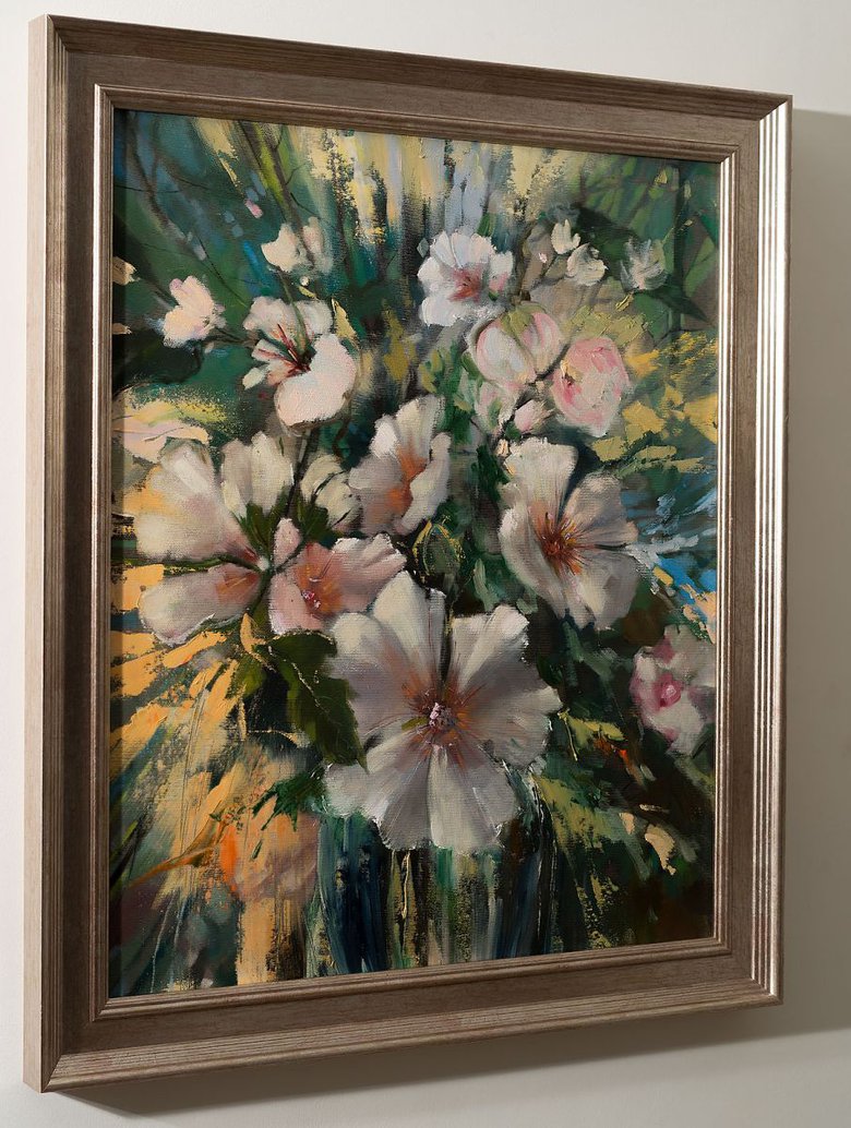 'White Flowers' Oil painting by Ewa Czarniecka | Artfinder