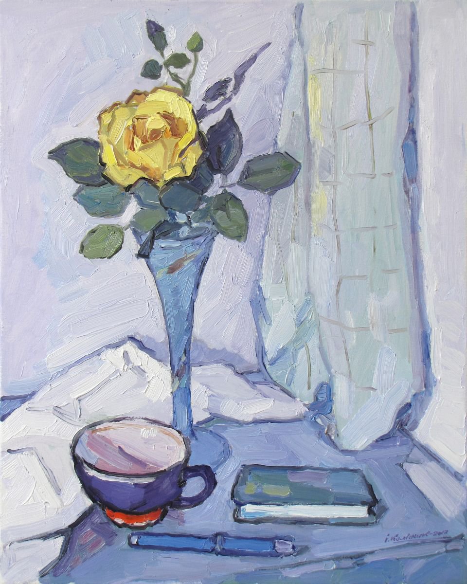 Still Life with Yellow Rose by Ivan Kolisnyk