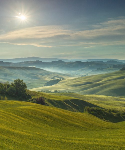 Harmony of Light - Sunrise in Tuscany - Landscape Art Photo by Peter Zelei