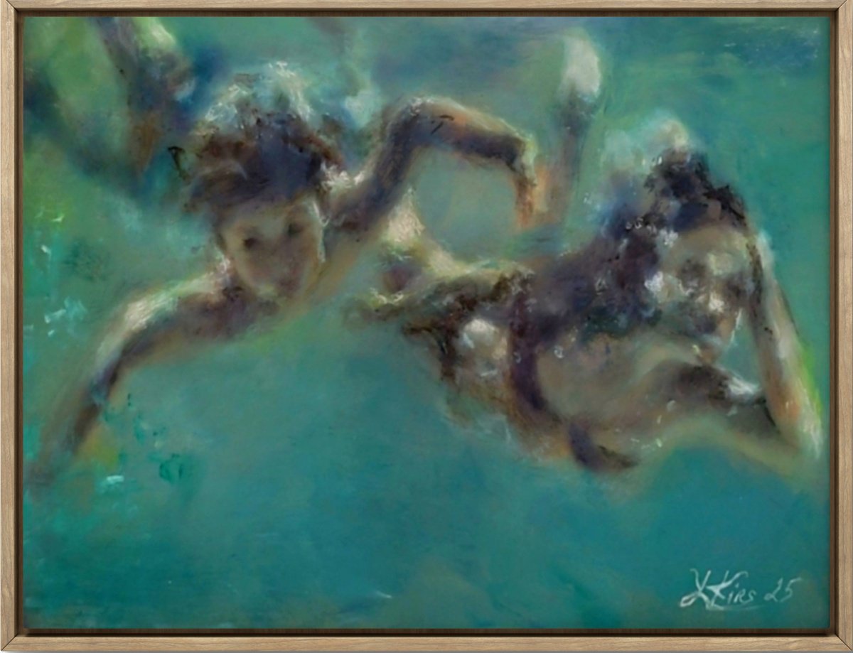 Impressionistic Landscape Oil Painting By Yuliia Kyrsanova, 1 X 1", Layer Of Water, Original Artwork