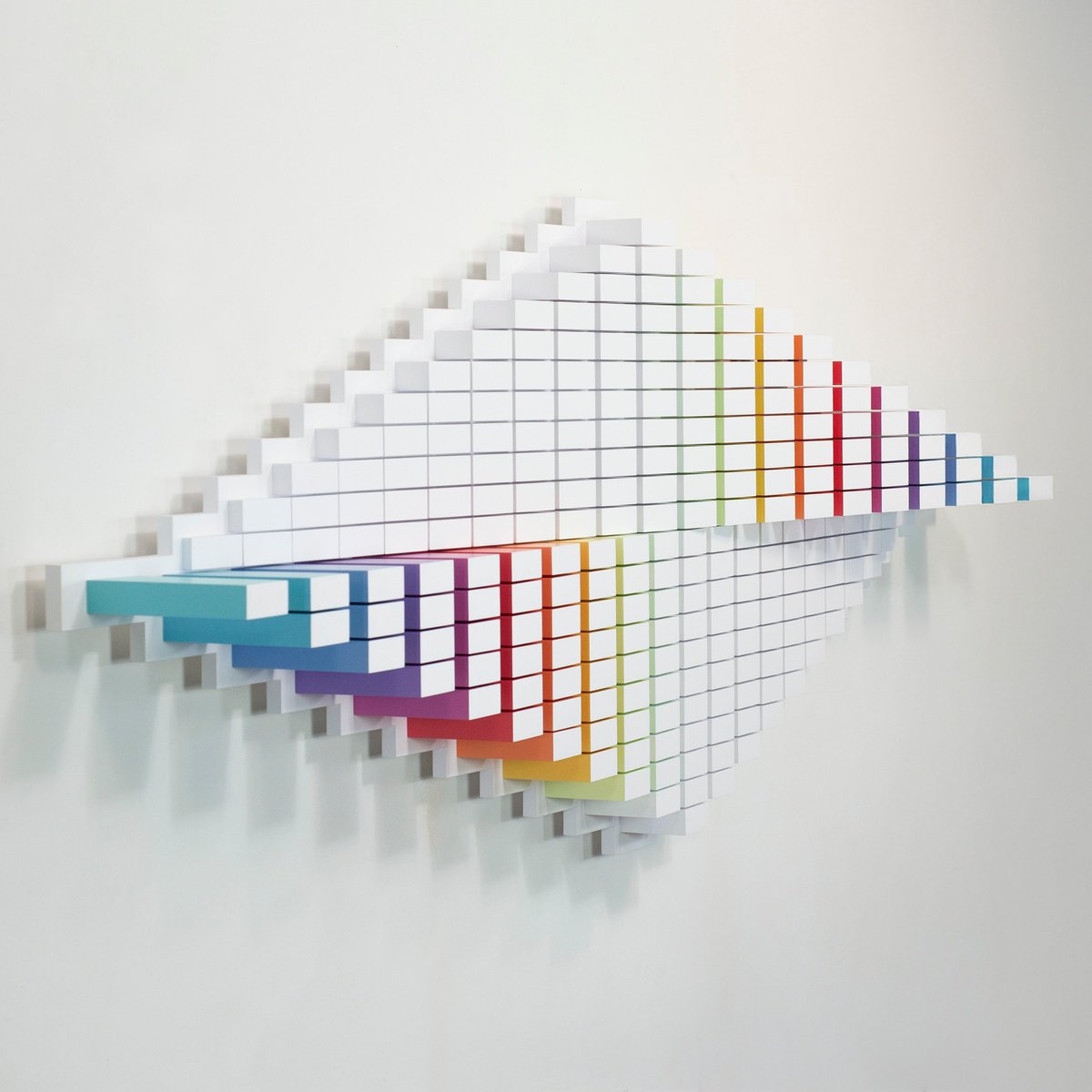 Geometric Abstract Wood Sculpture By Andrij Savchuk, 55 X 22, Symmetrical Nuances, Original Artwork