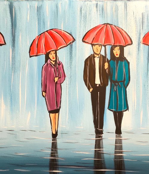 Blue Umbrellas by Aisha Haider
