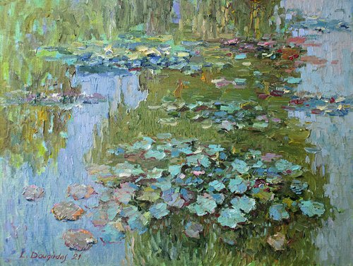 Water lilies in the deep pond by Liudvikas Daugirdas