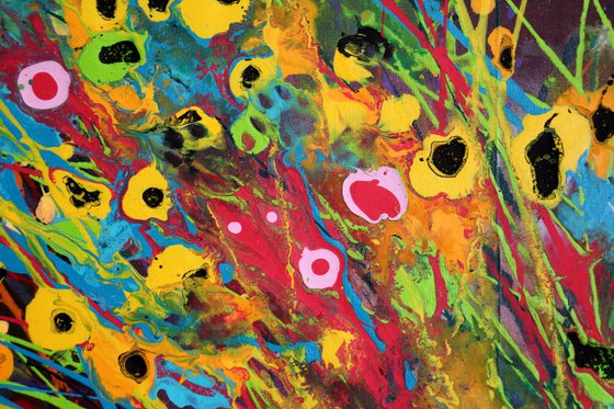 Folie Des Fleurs #7 - Super sized original abstract floral landscape