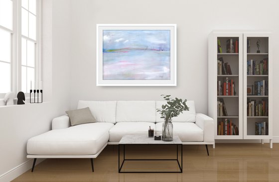 Lost In Tranquility 2 -  Large Minimal Abstract Seascape Painting by Kathy Morton Stanion