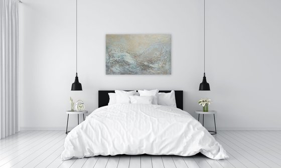 DANCING ON THE EDGE. Large Abstract Beige Textured Painting Modern Art with Heavy Texture. Abstract Landscape Contemporary Seascape Artwork for Livingroom