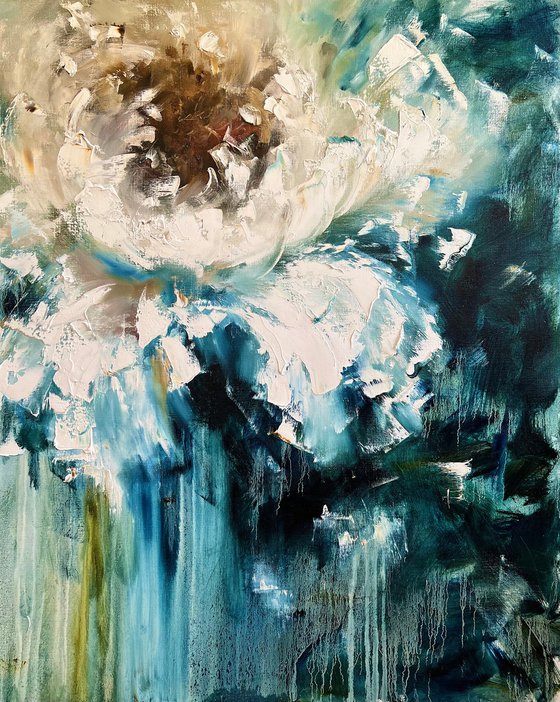 CURVES OF LUXURY - Peony. Malachite. Turquoise. Depth. Luxury. Abstraction. Flower. Petals. Style. Gradient.