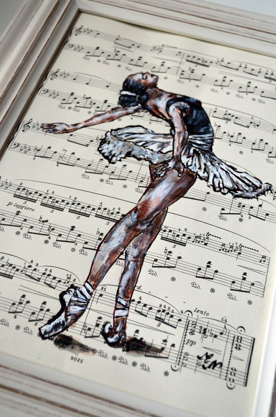 Framed Ballerina XV -Vintage Music Page, GIFT idea