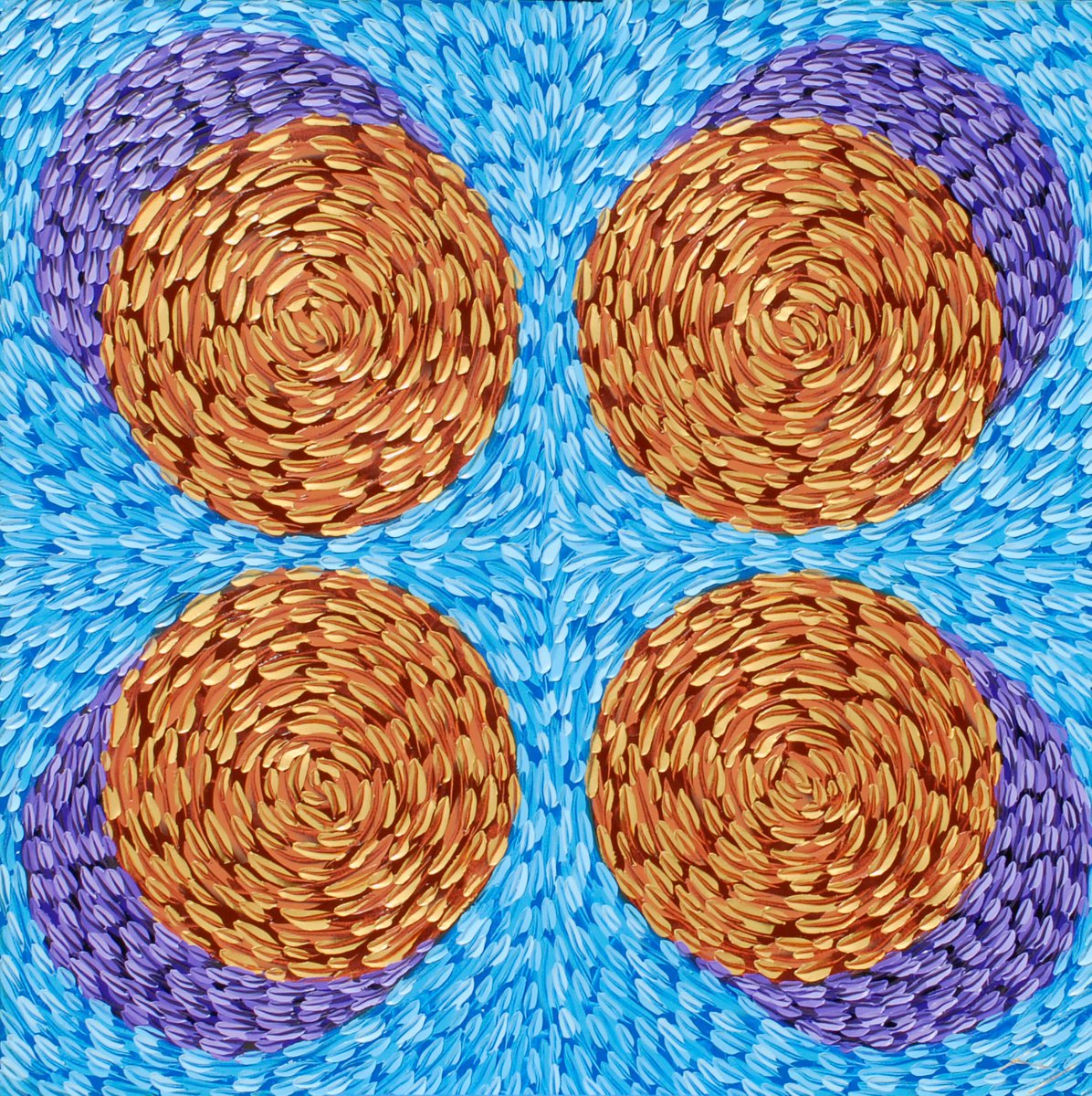 Organic Abstract Oil Painting By Bill Stone, 60 X 60, The Bales Of Timothy, Original Artwork