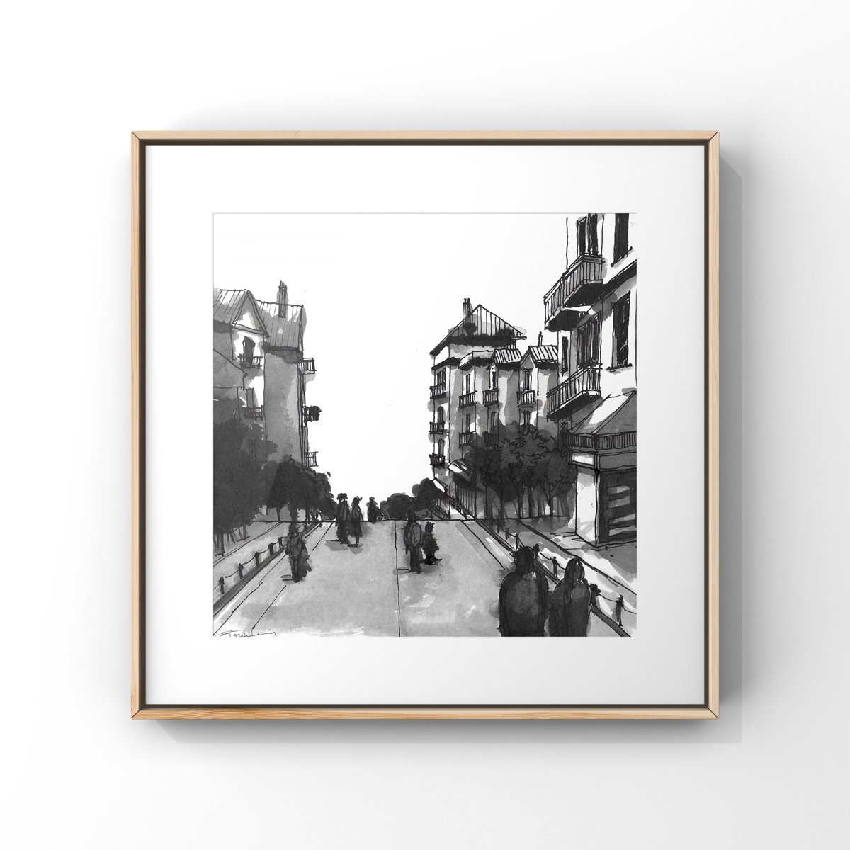 Expressive Cityscapes Watercolour By Gozde Temiz Istanbul, 12 X 12, Istanbul, Original Artwork