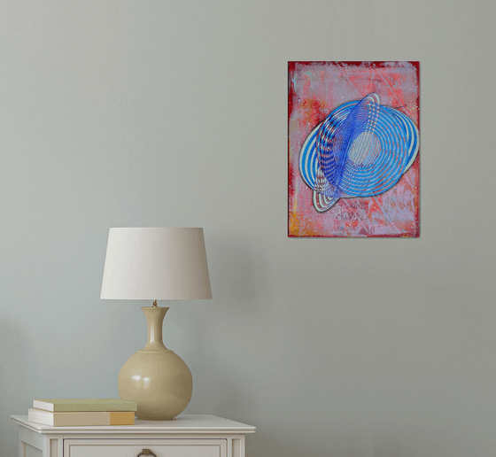 Blue Galactic - Original Vibrations Abstract Painting Art On Canvas Ready To Hang