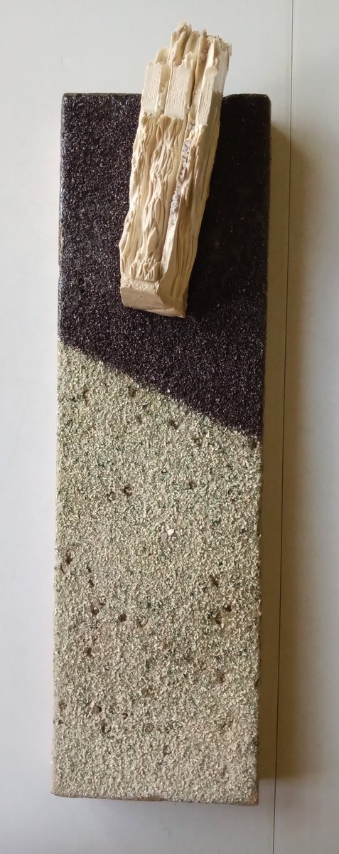 Abstract Relief By Rossitza Trendafilova, 4 X 12", "Debris Ii", Original Artwork