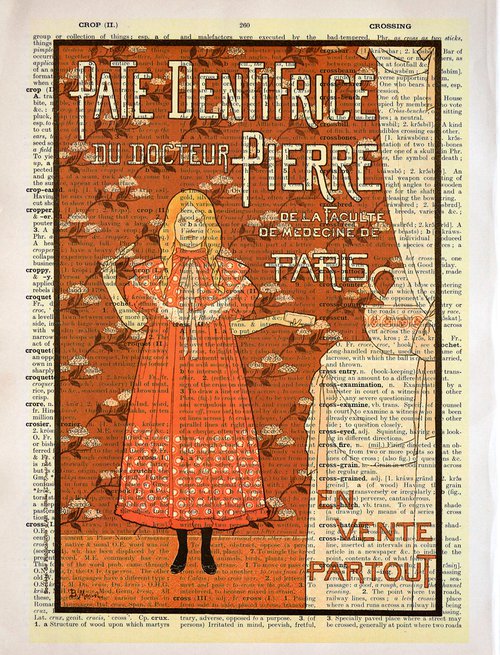 Pate Dentifrice du Docteur Pierre - Collage Art Print on Large Real English Dictionary Vintage Book Page by Jakub DK - JAKUB D KRZEWNIAK