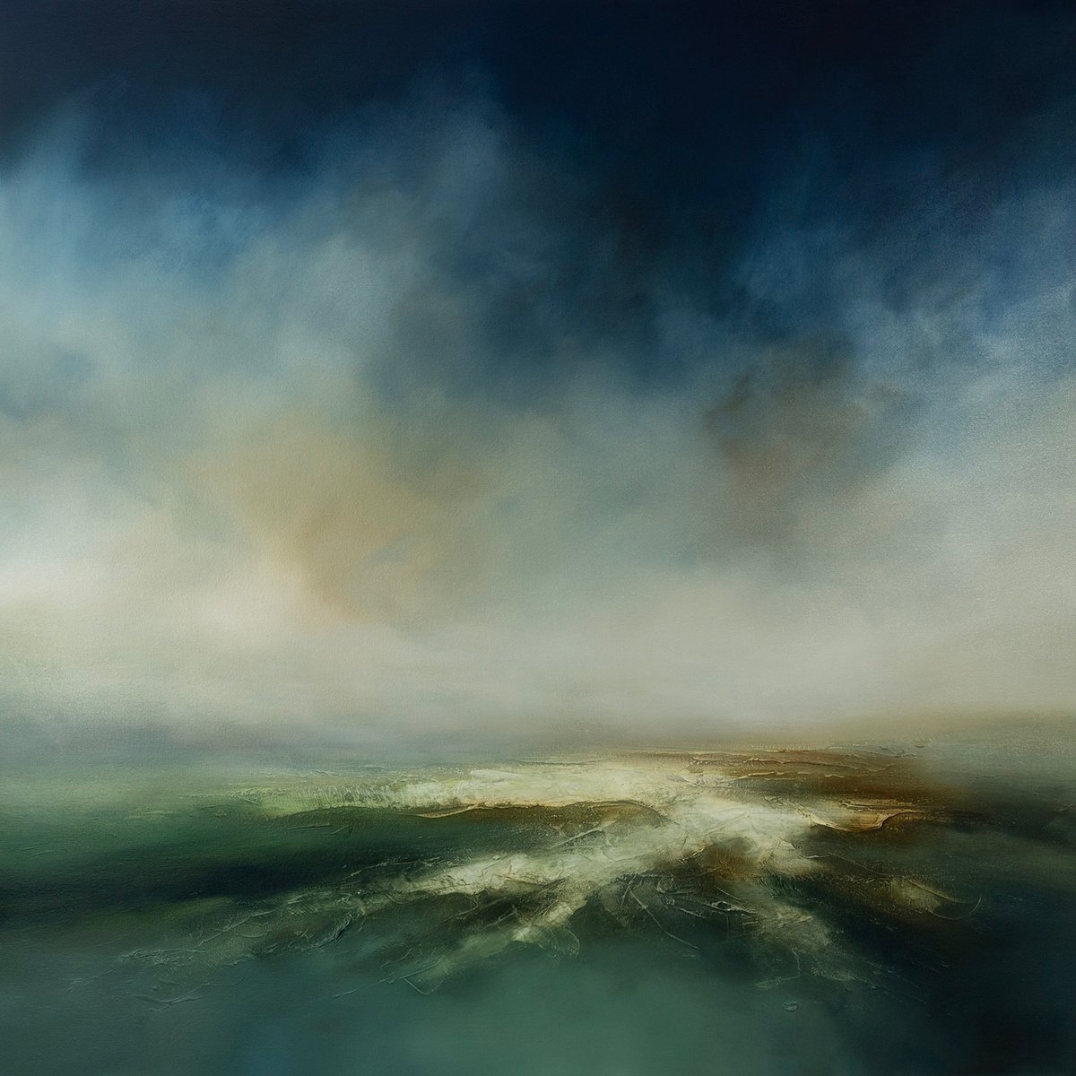 Abstract Landscape Oil Painting By Paul Bennett, 39 X 39", Upon The Restless Shores, Original Artwork