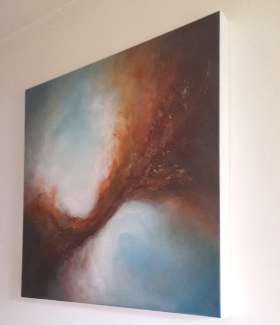 SURGE OF LIFE  II (LARGE DEEPLY TEXTURED OIL PAINTING (60CMS X 60CMS)