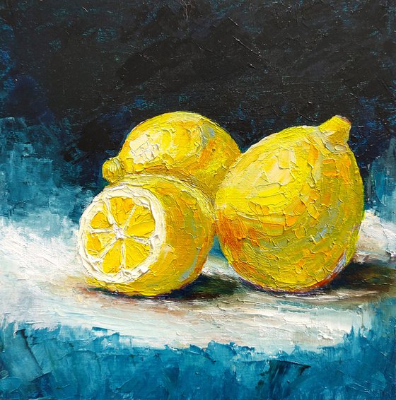 Still life of three lemons