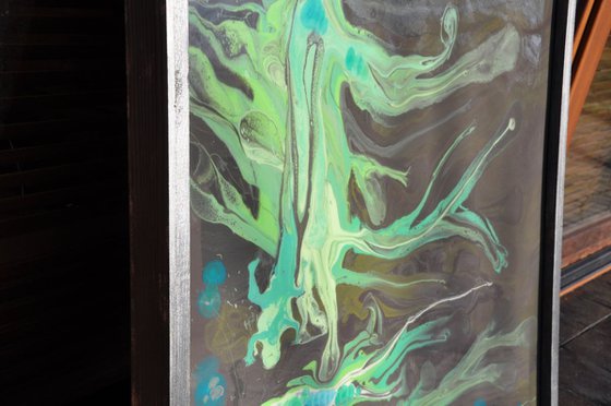 CELLS INCREASE abstract resin painting large size 100x100, framed