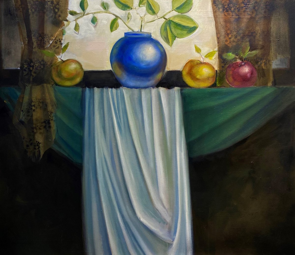 Impressionistic Still Life Oil Painting By Seyran Mejanyan, 28 X 24", Evening, Original Artwork