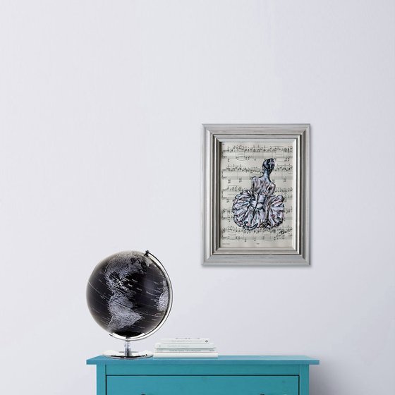 Framed Ballerina XVI -Vintage Music Page, GIFT idea