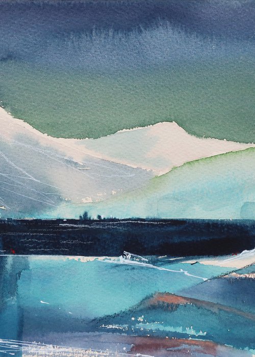 Iceland after sunset. Winter landscape by Alla Vlaskina