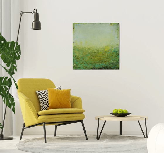 Emerald And Turquoise 210209, colorful abstract green field