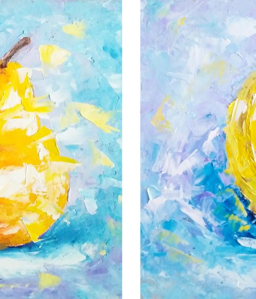 Pear and banana (diptych) by Yulia Berseneva