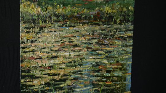 Overgrown Pond - sunny summer painting