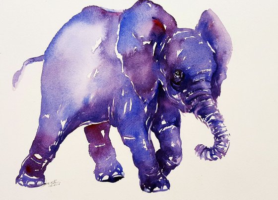 Inky Blue Baby Elephant
