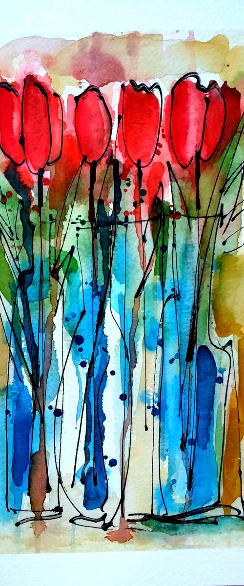 Red Tulips by Jan Rippingham