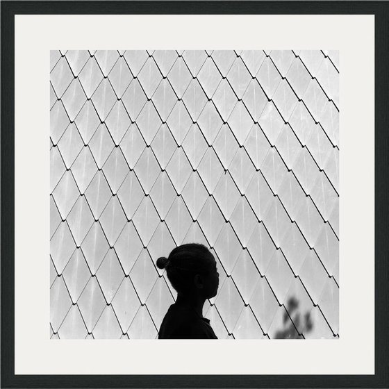 Diamonds - Minimalist Black And White Street Photography Print, 21x21 Inches, Framed