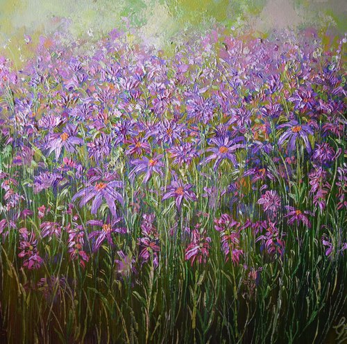 Lilac Mist - Floral landscape by Colette Baumback