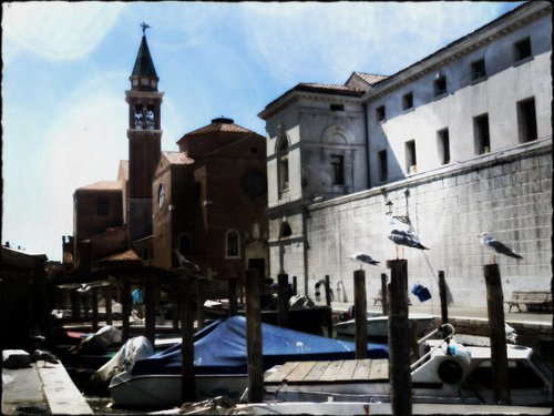 Venice sister town Chioggia in Italy - 60x80x4cm print on canvas 01124m1 READY to HANG by Kuebler