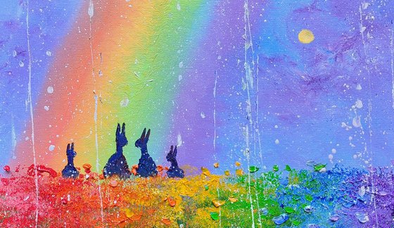 "Rainbow Bunnies in Love"