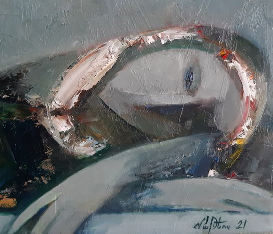 Sleeping (35x35cm ,oil/canvas, abstract portrait)