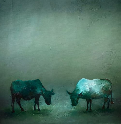 Emerald cows (2024) by Elena Troyanskaya