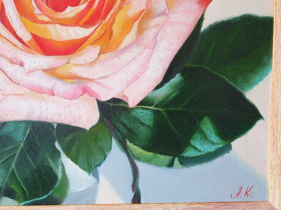 "Rose from a loved one. "  rose red flower  liGHt original painting  GIFT (2021)