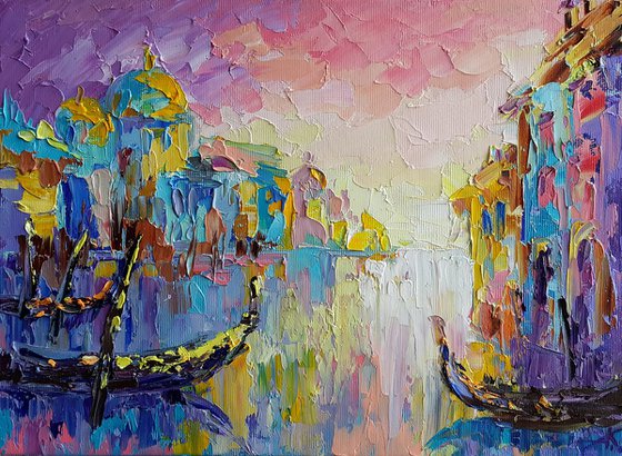 EVENING VENICE, Painting cityscape,evening Venice,cityscape Venice, landscape, oil painting, street scenery, painting on canvas, impressionism, city, gift