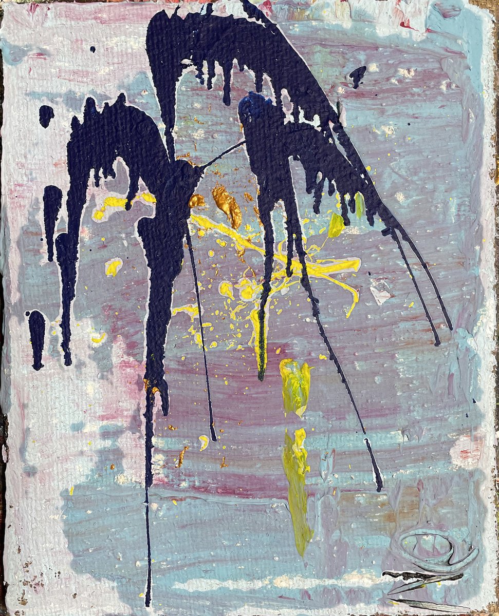 Abstract Acrylic Painting By Mattia Paoli, 16 X 20", Stop At Sunset, Original Artwork