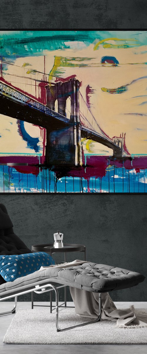 Very big painting - "Brooklyn" - USA - Urban Art - Bridge - Street Art - New York by Yaroslav Yasenev
