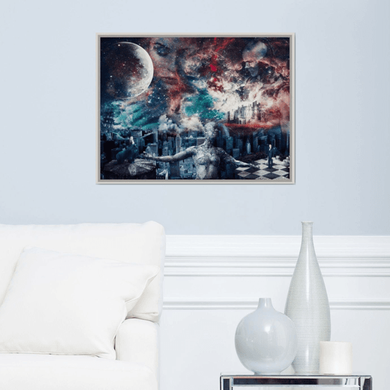 UNDER THE MILKY WAY | Digital Painting printed on Alu-Dibond with white wood frame | Unique Artwork | 2019 | Simone Morana Cyla | 75 x 57 cm | Art Gallery Quality |