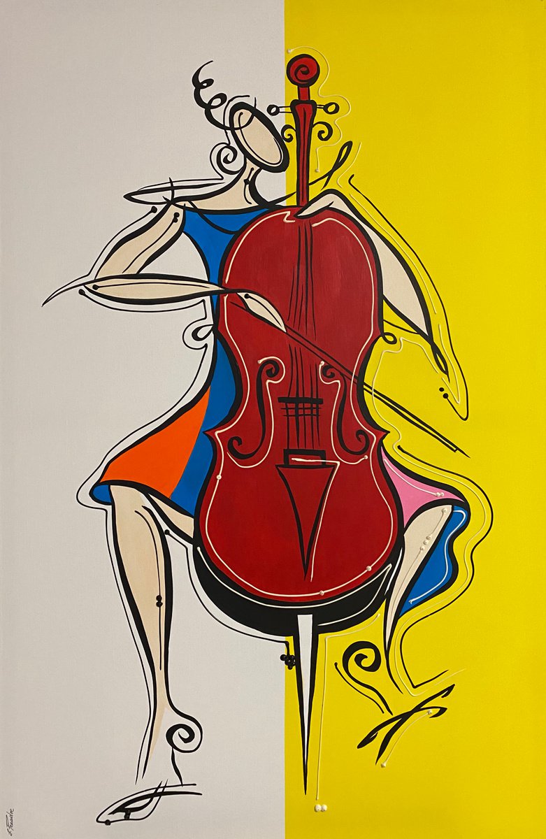 Action.3D Woman with Cello. Eka Peradze Art. by Eka Peradze