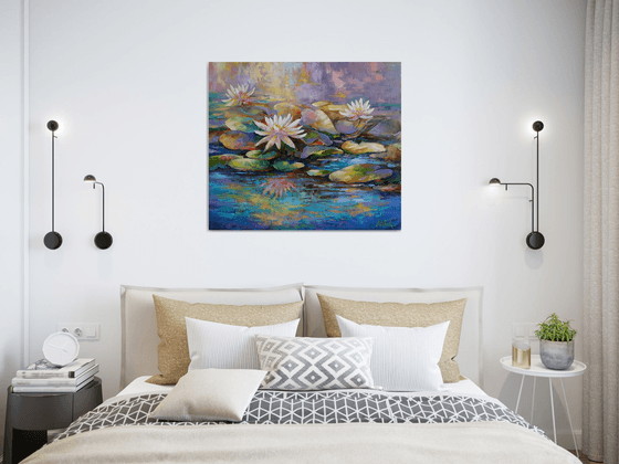 Waterlilies Pond - large Original oil Painting on Canvas