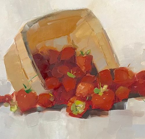 Strawberries, Original oil painting  Handmade artwork One of a kind by Vahe Yeremyan