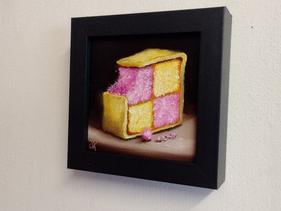 Little Battenberg slice still life