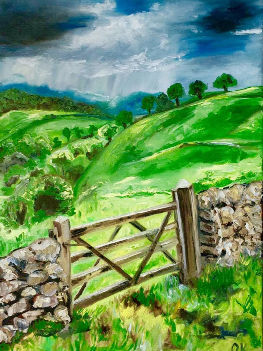 Impressionistic Landscape Oil Painting By Olga Koval, 18 X 24", Peak District, Original Artwork