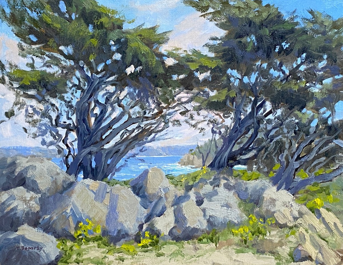 Impressionistic Landscape Oil Painting By Tatyana Fogarty, 14 X 11", Cypress Cove